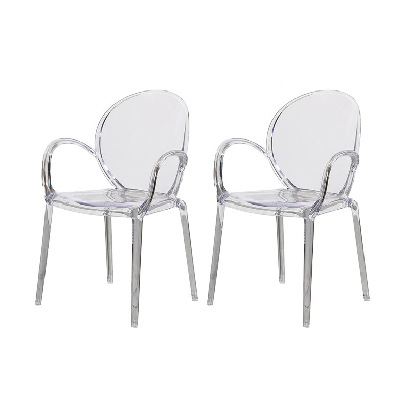 Modern Simple Arm Chair Plastic Base Stackable Dining Chair for Kitchen