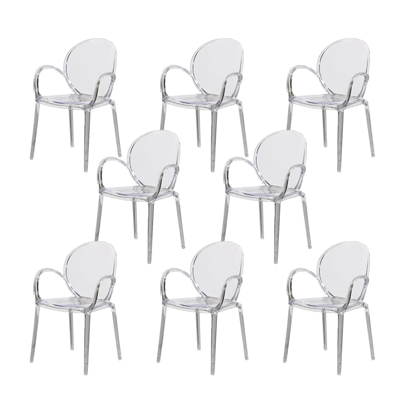 Modern Simple Arm Chair Plastic Base Stackable Dining Chair for Kitchen