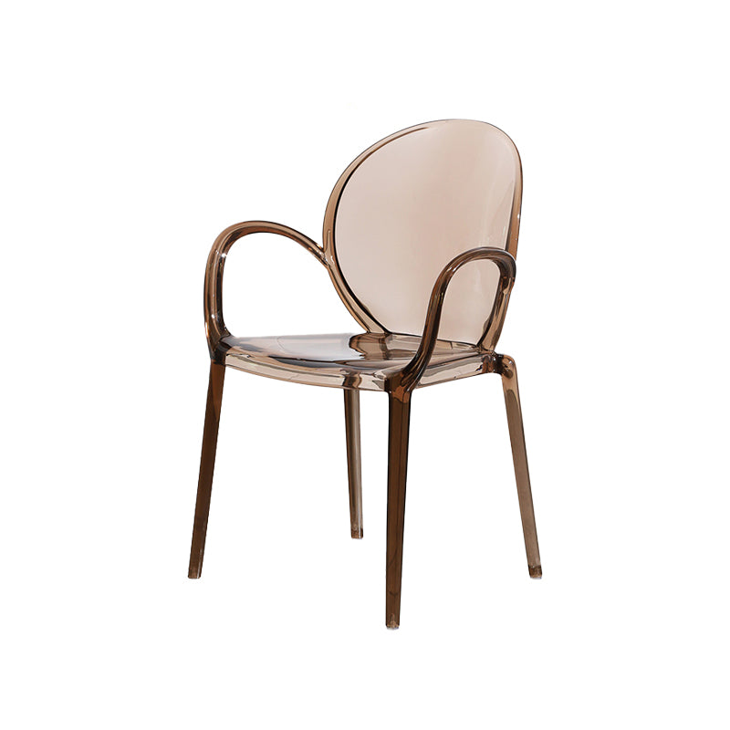 Modern Simple Arm Chair Plastic Base Stackable Dining Chair for Kitchen