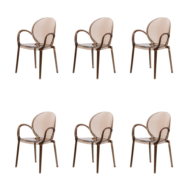 Modern Simple Arm Chair Plastic Base Stackable Dining Chair for Kitchen