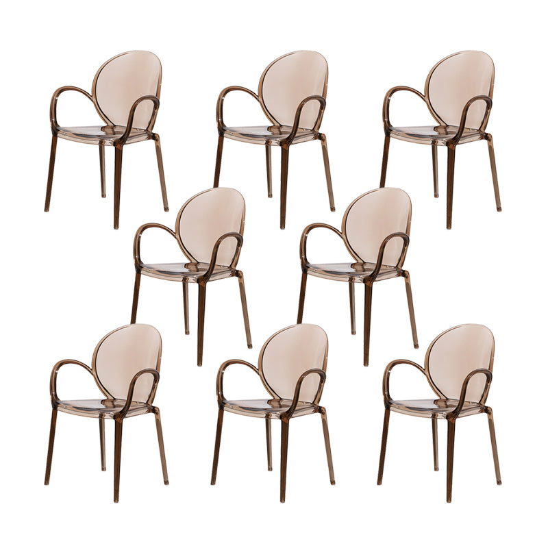 Modern Simple Arm Chair Plastic Base Stackable Dining Chair for Kitchen