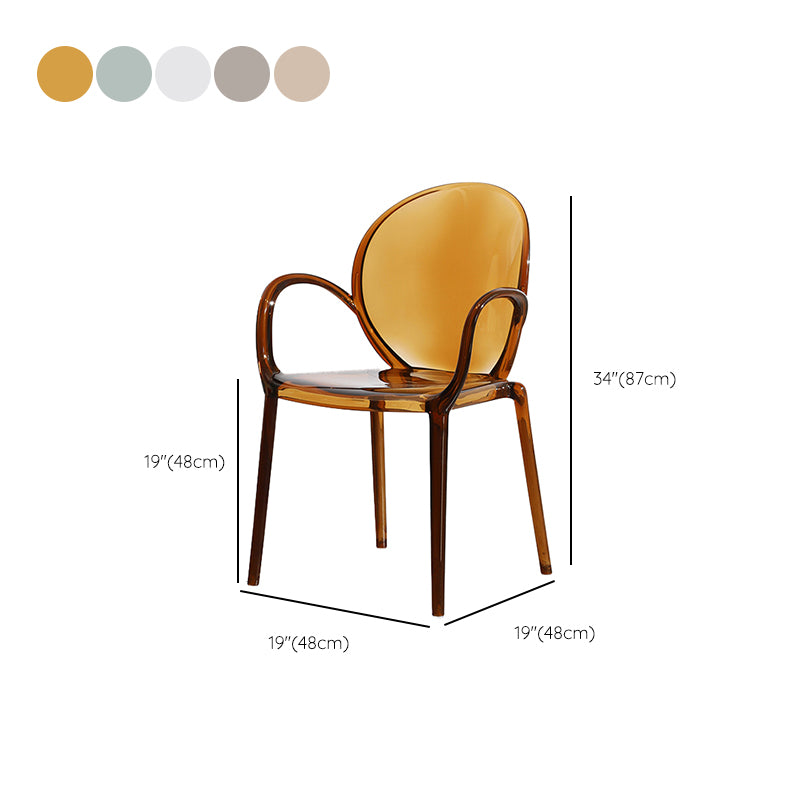 Modern Simple Arm Chair Plastic Base Stackable Dining Chair for Kitchen