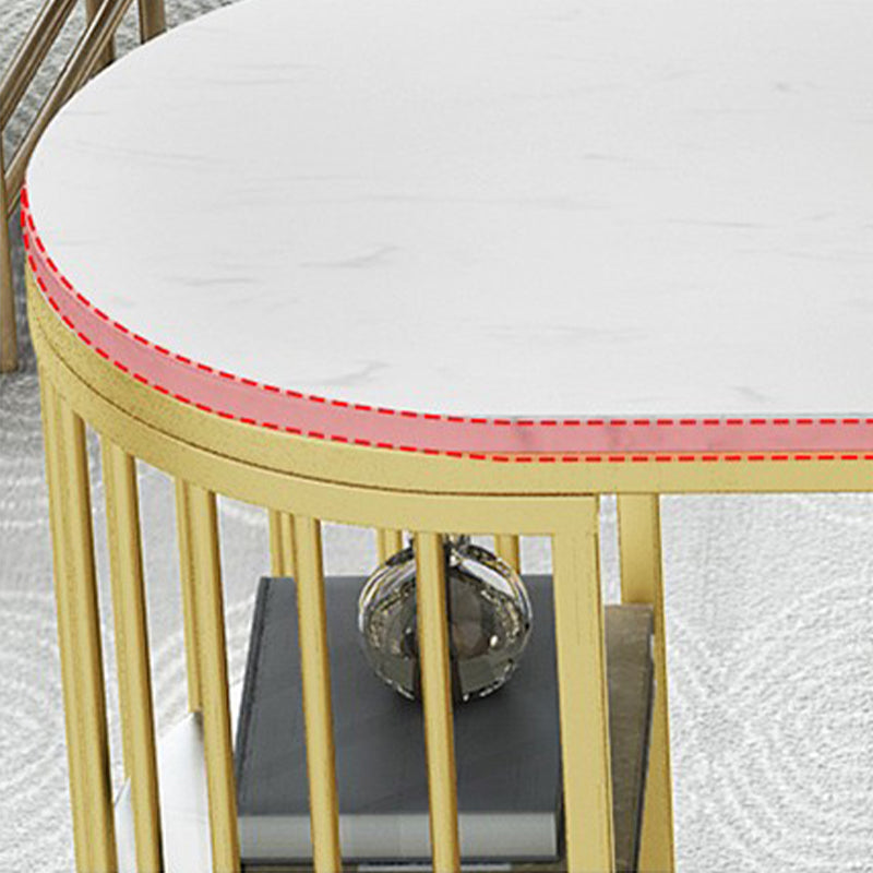 Glam Stone Bar Table Golden Base Storable Table for Living Room