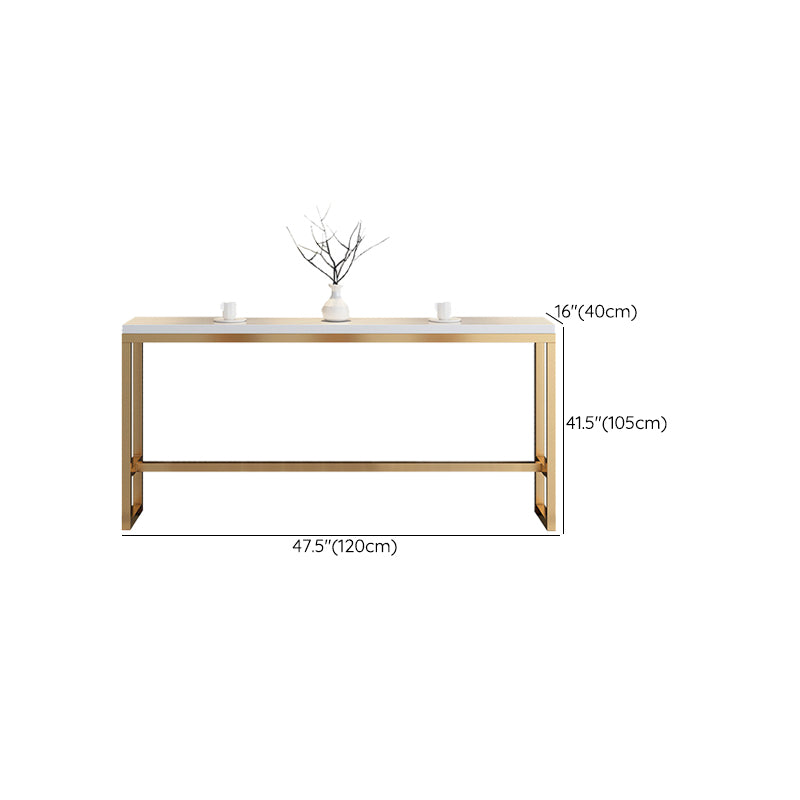 Glam Style Rectangle Bar Table Golden Base for Milk Tea Shop