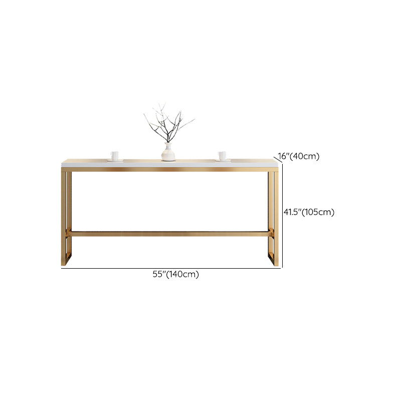 Glam Style Rectangle Bar Table Golden Base for Milk Tea Shop