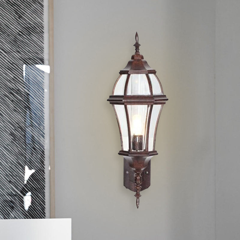 Luce di profumi a forma di urna a 1 luce Country Rust Rust Glass Wall Montated Lampleugh