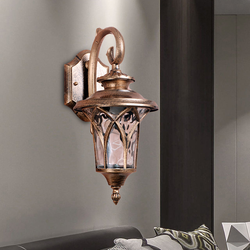 Applexion murale de l'urne rustique Lumière 1 ampoule Aluminium Mur Wall Lampe Ayémorrat en laiton avec une teinte en verre d'eau