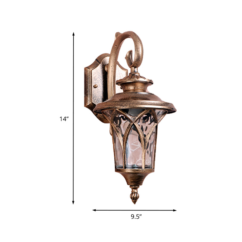 Applexion murale de l'urne rustique Lumière 1 ampoule Aluminium Mur Wall Lampe Ayémorrat en laiton avec une teinte en verre d'eau