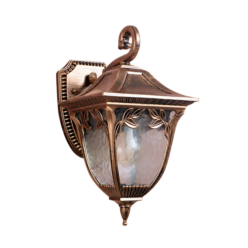 Acorn Courtyard Sconce Lighting Countryside Clear Water Glass 1 Light Brass Wall Mount Lamp