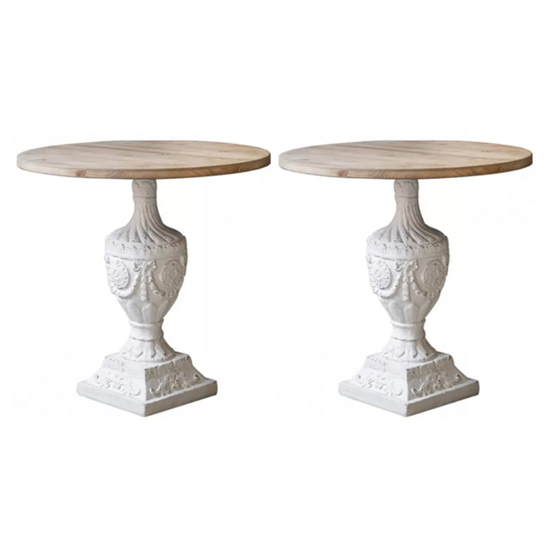French Country Corner Table Wood Pedestal Round Accent Side Table