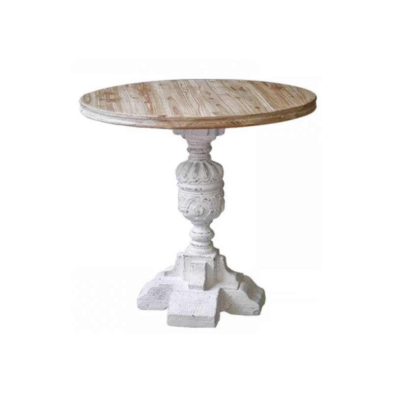French Country Corner Table Wood Pedestal Round Accent Side Table
