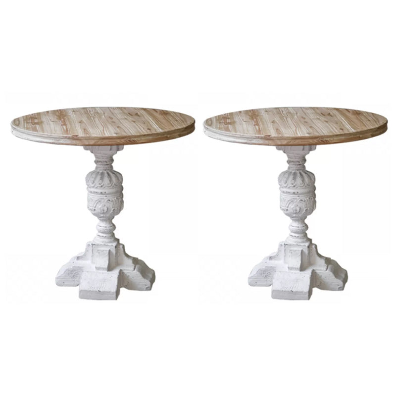 French Country Corner Table Wood Pedestal Round Accent Side Table