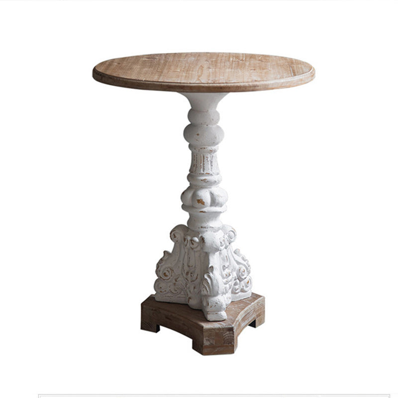 French Country Corner Table Wood Pedestal Round Accent Side Table