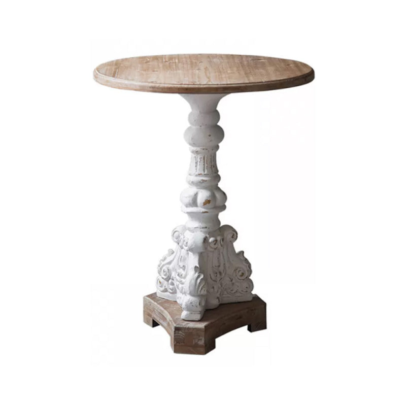 French Country Corner Table Wood Pedestal Round Accent Side Table