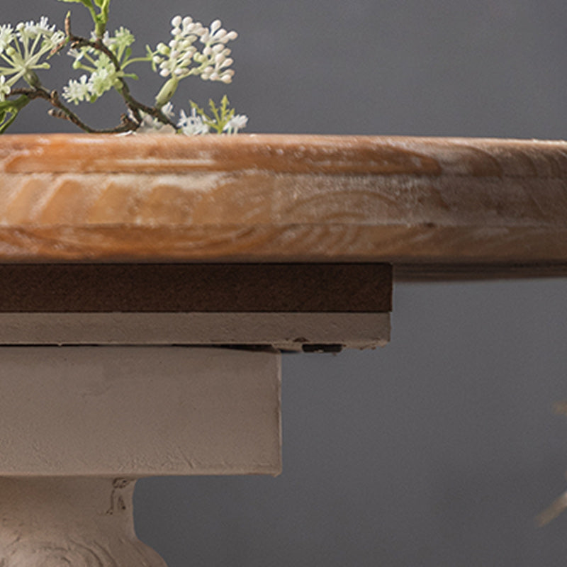 French Country Corner Table Wood Pedestal Round Accent Side Table