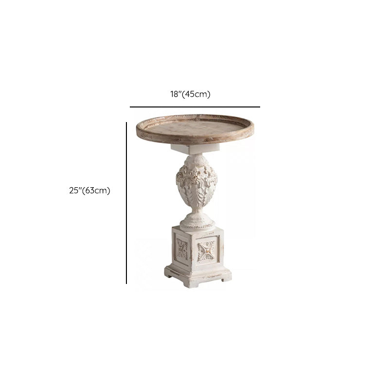 French Country Corner Table Wood Pedestal Round Accent Side Table