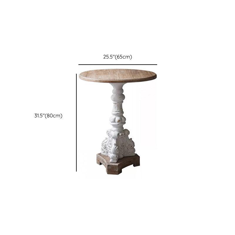 French Country Corner Table Wood Pedestal Round Accent Side Table