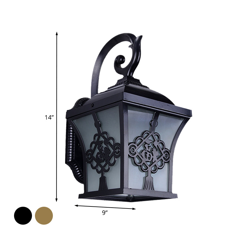 Metallic Lucky Character Murce Country Light Country 1 Bulbe Couryard Mur Wall Lampe Black / Black and Gold