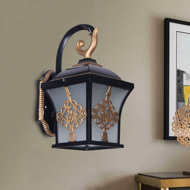 Metallic Lucky Character Murce Country Light Country 1 Bulbe Couryard Mur Wall Lampe Black / Black and Gold