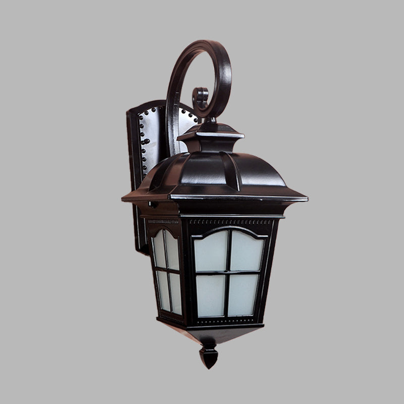1-Light Twisted Arm Sconce Farmhouse Black/Gold Aluminum Wall Mounted Light for Courtyard