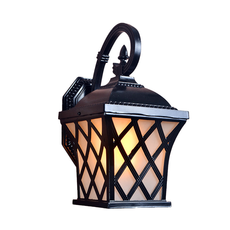 Aluminum Grid Wall Mounted Lamp Lodges 1 Head Courtyard Wall Lighting Ideas in Black