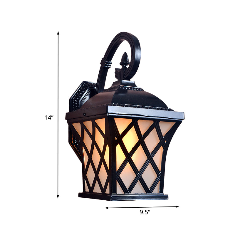 Aluminum Grid Wall Mounted Lamp Lodges 1 Head Courtyard Wall Lighting Ideas in Black