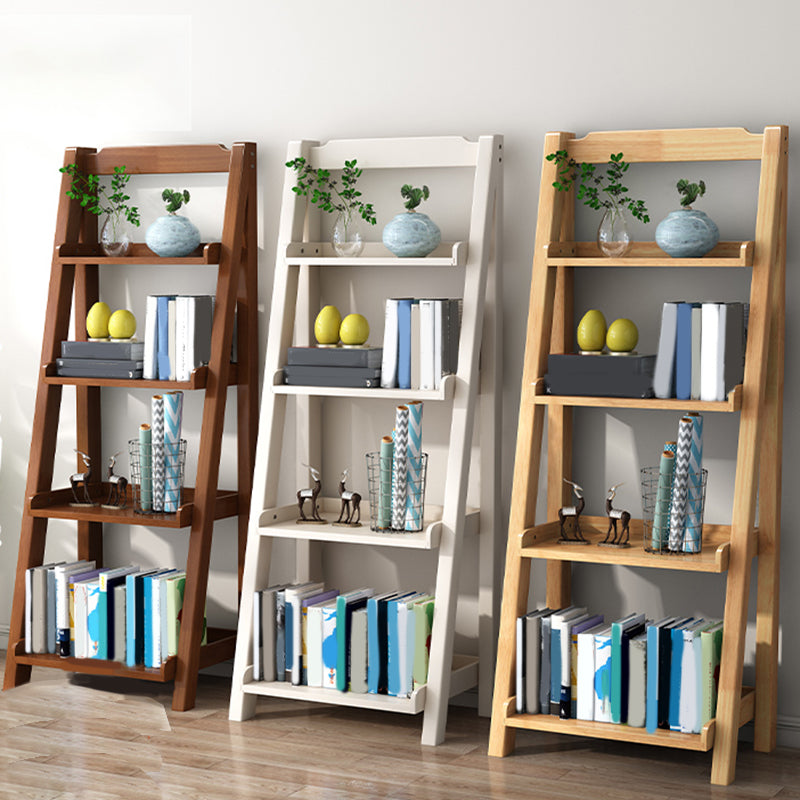 Contemporary Shelves Included Bookshelf Wooden Ladder Bookcase