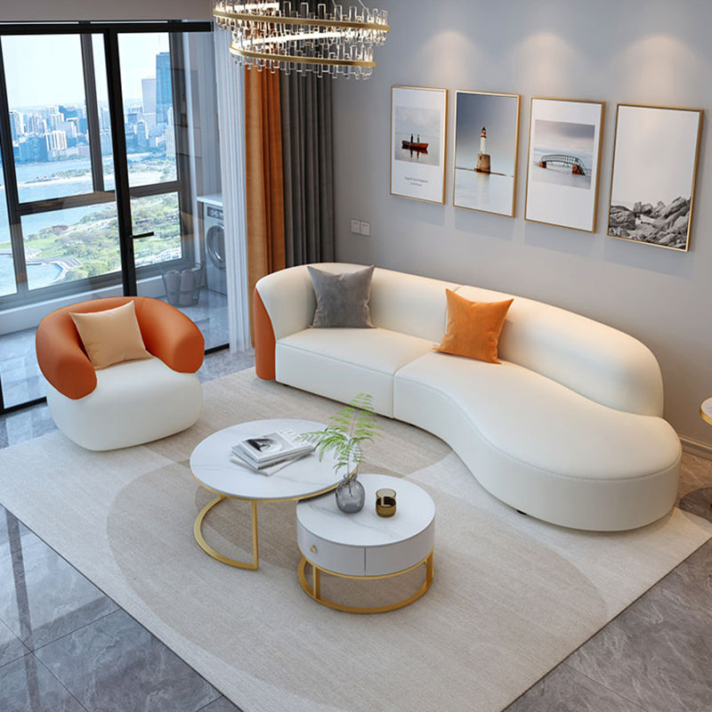 White Durable Sectional Sofas Cushion Solid Wood Sofa for Living Room