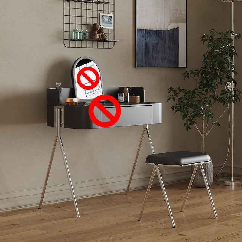 Wood Standing Makeup Vanity Set Modern Makeup Vanity with Metal Base