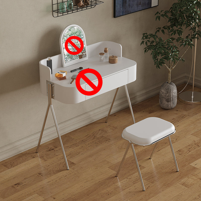 Wood Standing Makeup Vanity Set Modern Makeup Vanity with Metal Base