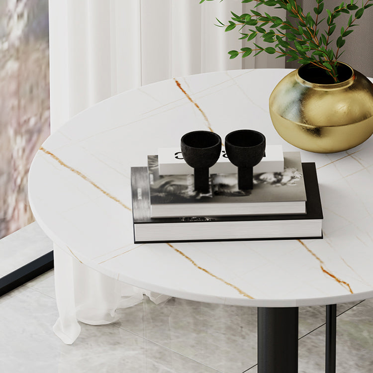 White Stone Round Dining Table Set 1/3/4/5 Pcs Modern Dinette Set
