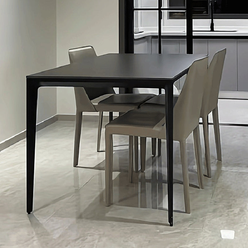 Contemporary 1/4/5 Pieces Dining Room Set Rectangle Stone Furniture in Black