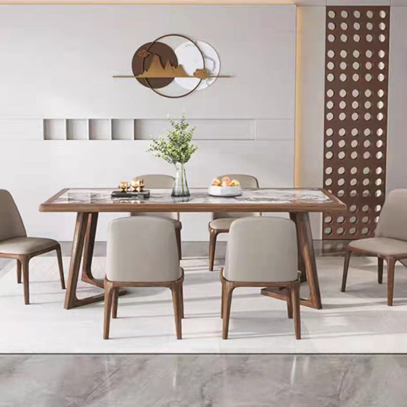 Rectangular Modern Dining Table Set 1/4/7 Pcs Dinette Set with Solid Wood Frame