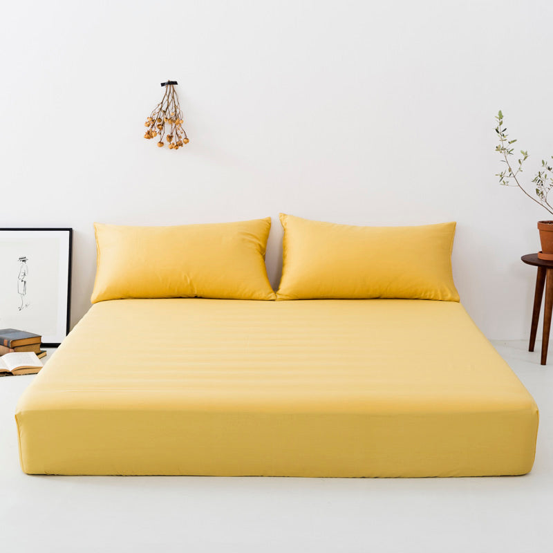 Sheet Sets Tencel Solid Color Breathable Super Soft Wrinkle Resistant Bed Sheet Set
