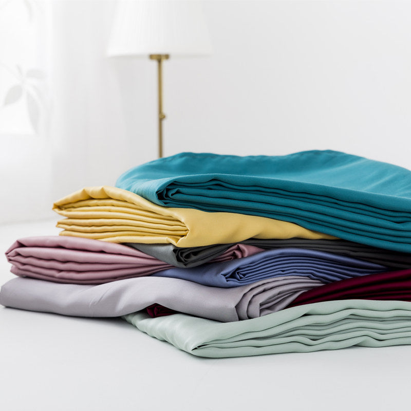 Sheet Sets Tencel Solid Color Breathable Super Soft Wrinkle Resistant Bed Sheet Set