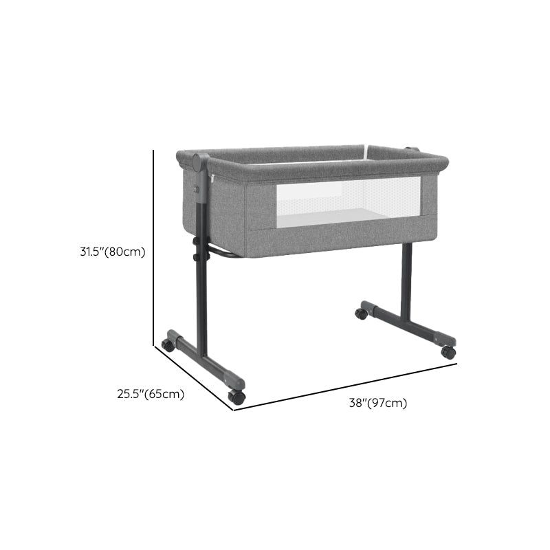 Modern Gliding Crib Cradle Metal Bedside Bassinet With Storage Basket