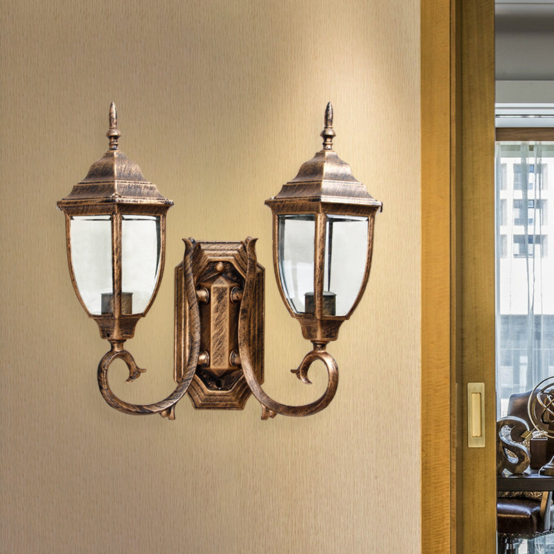 Rust 2 Idee di illuminazione a parete lampadina logge in vetro trasparente lampada a forma di parete a forma di parete con braccio attorcigliato