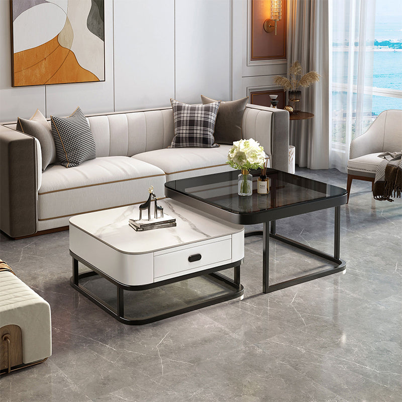 Slate Coffee Table Square 2 Nesting Coffee Table Set for Living Room