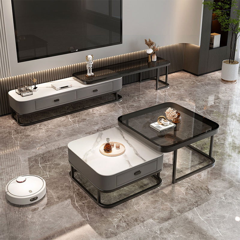 Slate Coffee Table Square 2 Nesting Coffee Table Set for Living Room