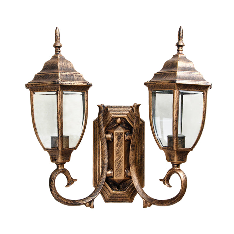 Rust 2 Idee di illuminazione a parete lampadina logge in vetro trasparente lampada a forma di parete a forma di parete con braccio attorcigliato