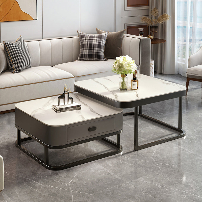 Slate Coffee Table Square 2 Nesting Coffee Table Set for Living Room