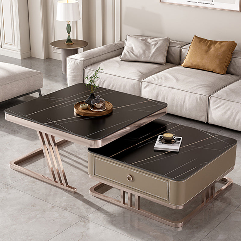 Slate Square Coffee Table Frame 2 Nesting Coffee Table Set for Living Room