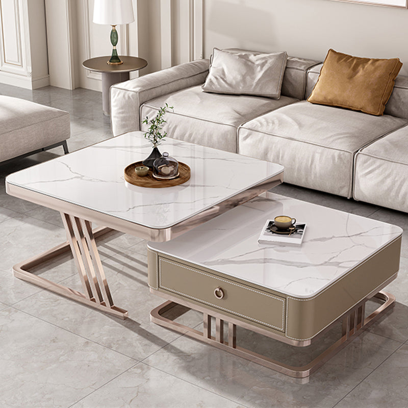 Slate Square Coffee Table Frame 2 Nesting Coffee Table Set for Living Room