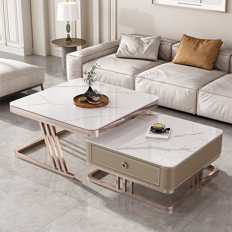 Slate Square Coffee Table Frame 2 Nesting Coffee Table Set for Living Room