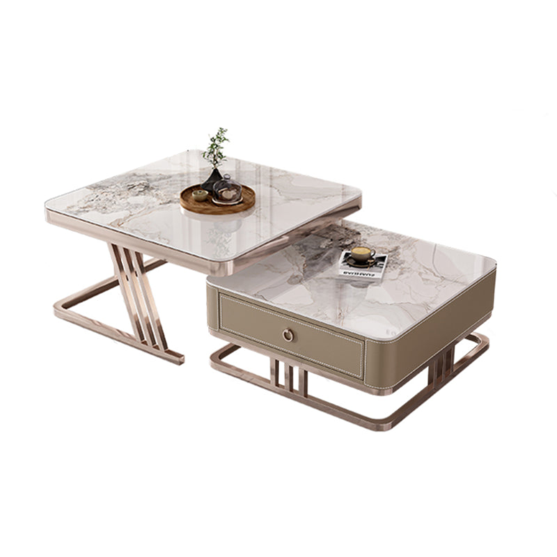 Slate Square Coffee Table Frame 2 Nesting Coffee Table Set for Living Room
