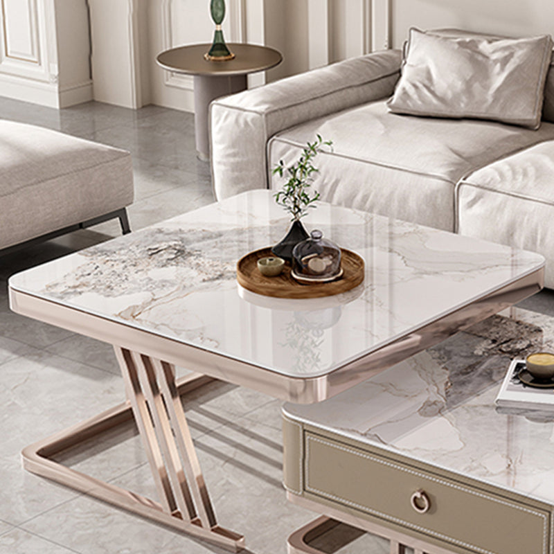 Slate Square Coffee Table Frame 2 Nesting Coffee Table Set for Living Room
