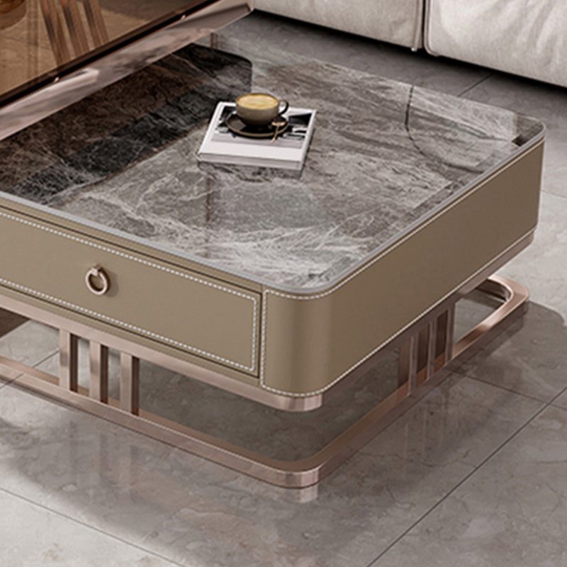 Slate Square Coffee Table Frame 2 Nesting Coffee Table Set for Living Room