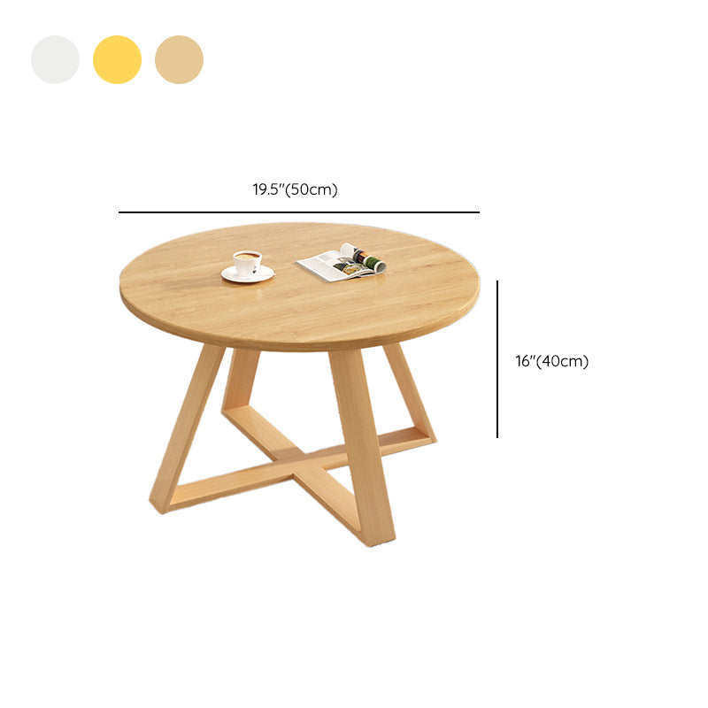 Solid Wood Coffee Table Round Cross Legs Bunching Coffee Table Set