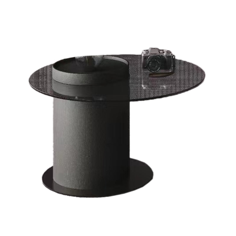 Modern Slate Coffee Table Round Bunching Coffee Table Set with Drawer