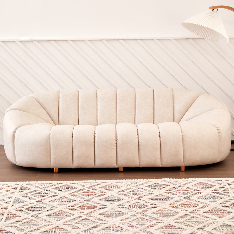 Scandinavian Biscuit Back Sofa 3-Seater Sloped Arm Settee - 82.7" Wide